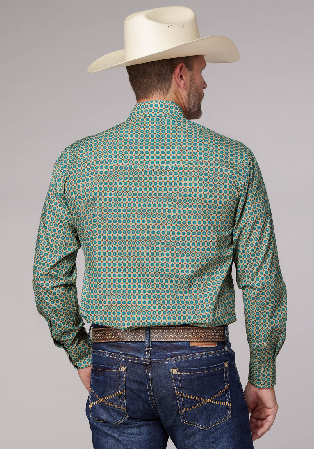 MENS LONG SLEEVE SNAP SEDONA FOULARD PRINT WESTERN SHIRT