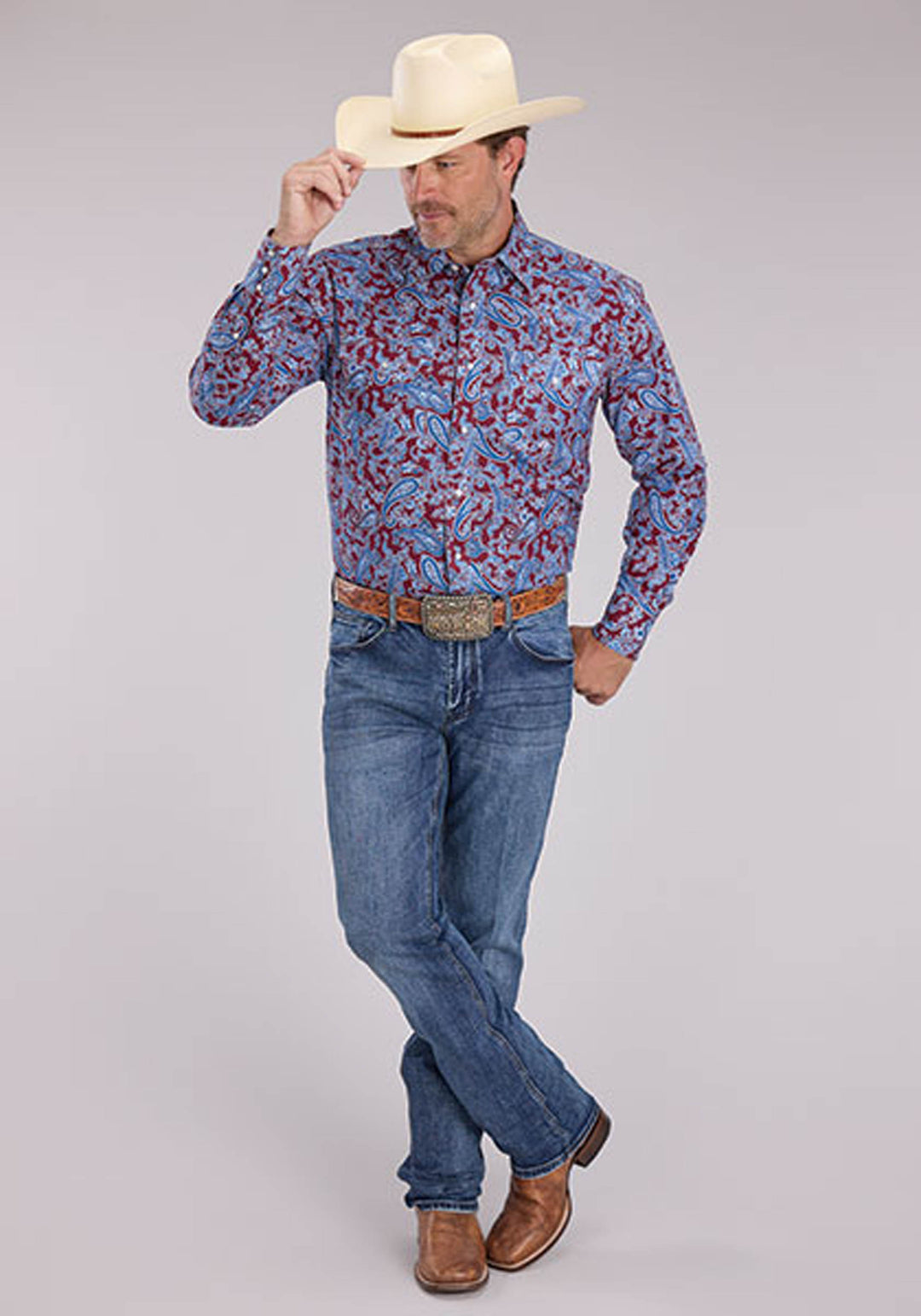 MENS HERITAGE PAISLEY LONG SLEEVE SNAP WESTERN SHIRT