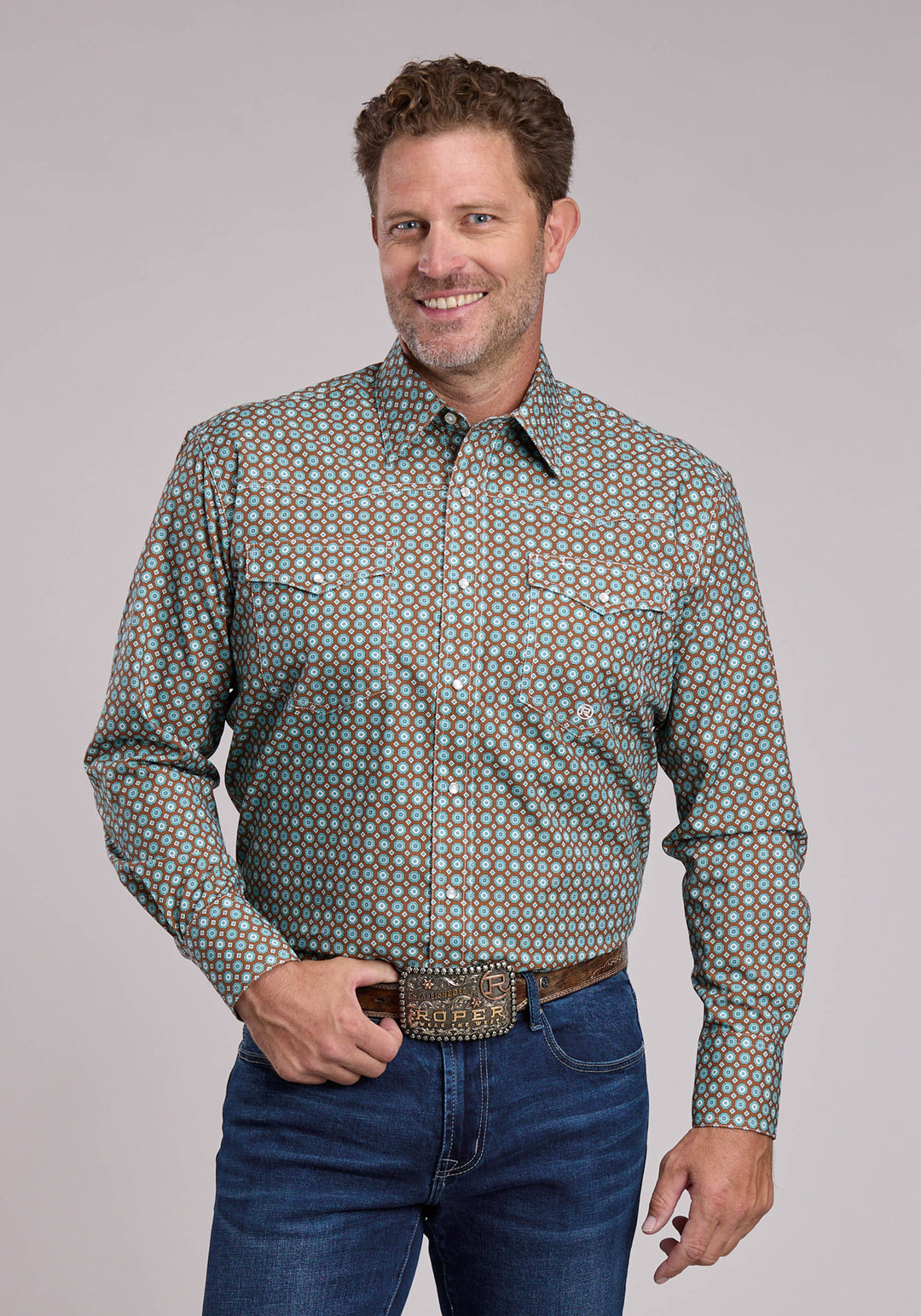 MENS ROPER CANYON FOULARD LONG SLEEVE SNAP SHIRT