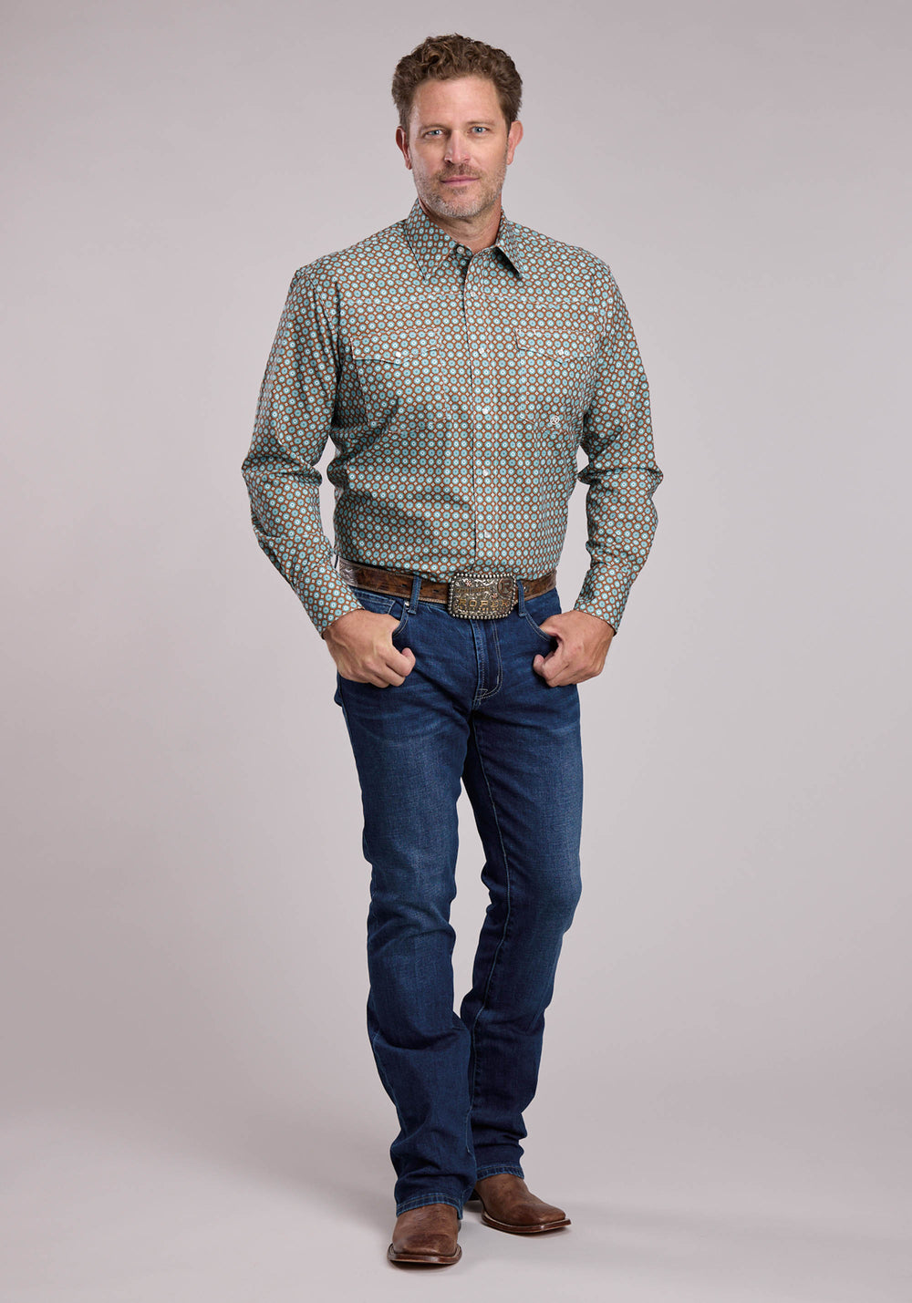 MENS ROPER CANYON FOULARD LONG SLEEVE SNAP SHIRT