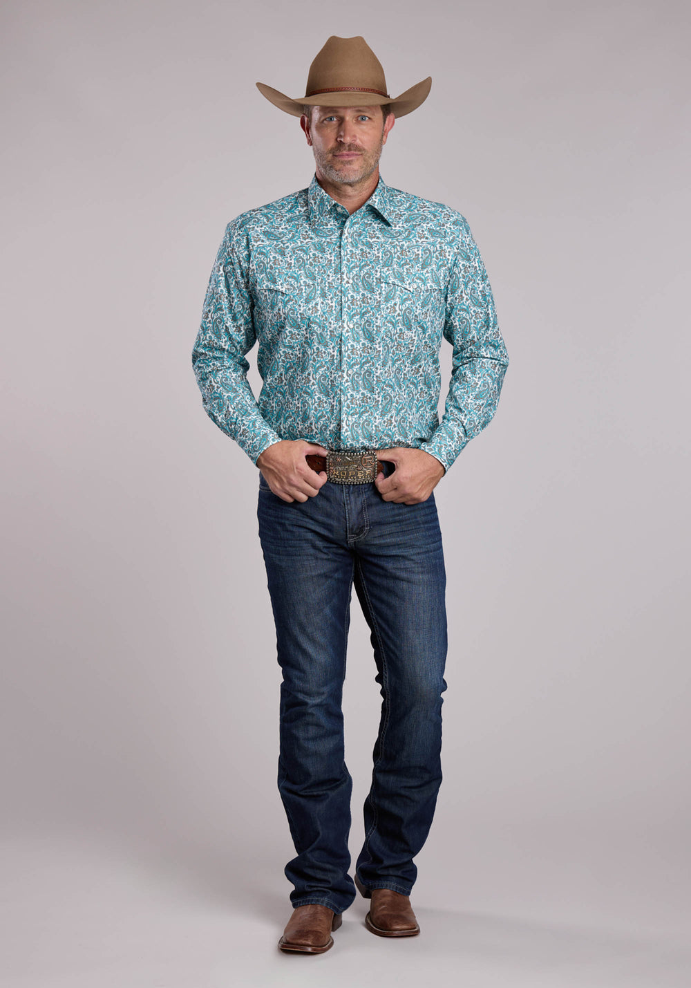 MENS ROPER TRAIL PAISLEY LONG SLEEVE SNAP SHIRT