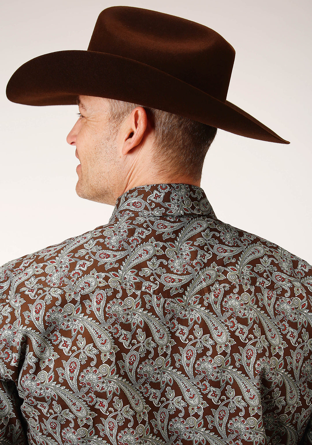 MENS LONG SLEEVE SNAP PINE PAISLEY WESTERN SHIRT