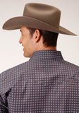 MENS LONG SLEEVE SNAP PLUM FOULARD WESTERN SHIRT