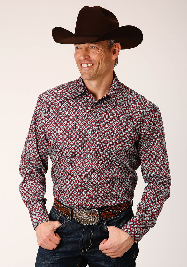 MENS LONG SLEEVE SNAP CLASSIC FOULARD WESTERN SHIRT
