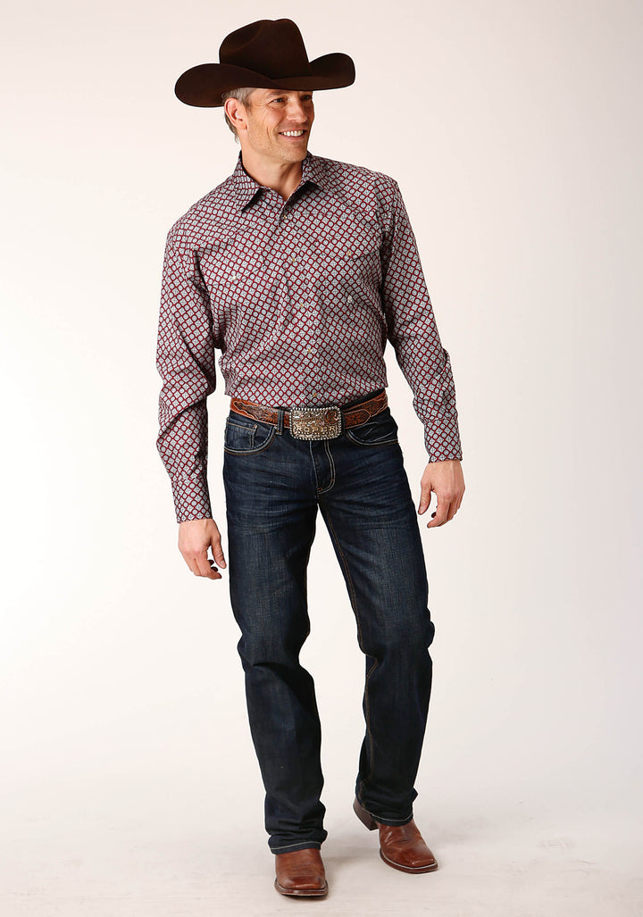 MENS LONG SLEEVE SNAP CLASSIC FOULARD WESTERN SHIRT