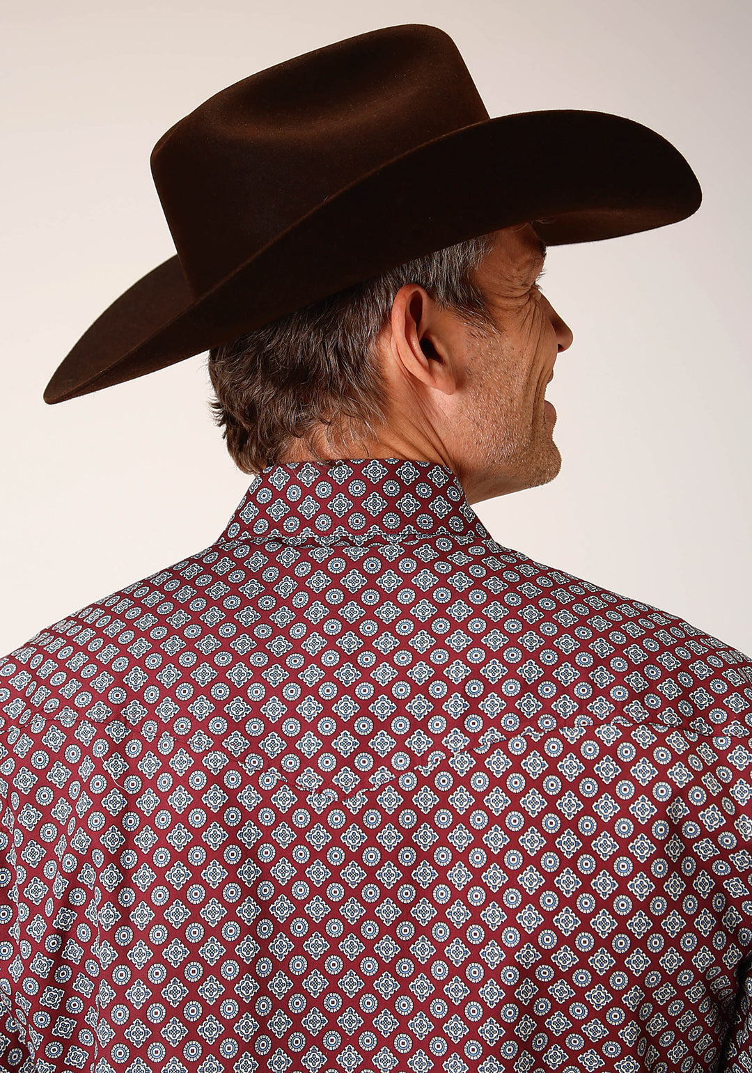 MENS LONG SLEEVE SNAP CLASSIC FOULARD WESTERN SHIRT
