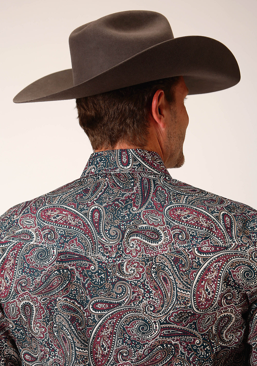 MENS LONG SLEEVE SNAP OLD TIME PAISLEY WESTERN SHIRT