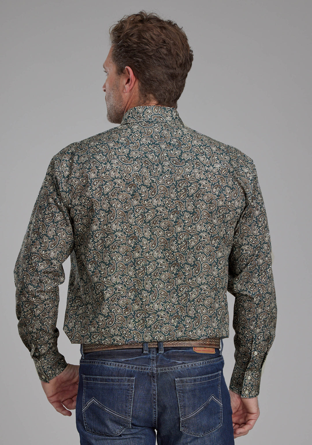 MENS OAK PAISLEY LONG SLEEVE SNAP WESTERN SHIRT