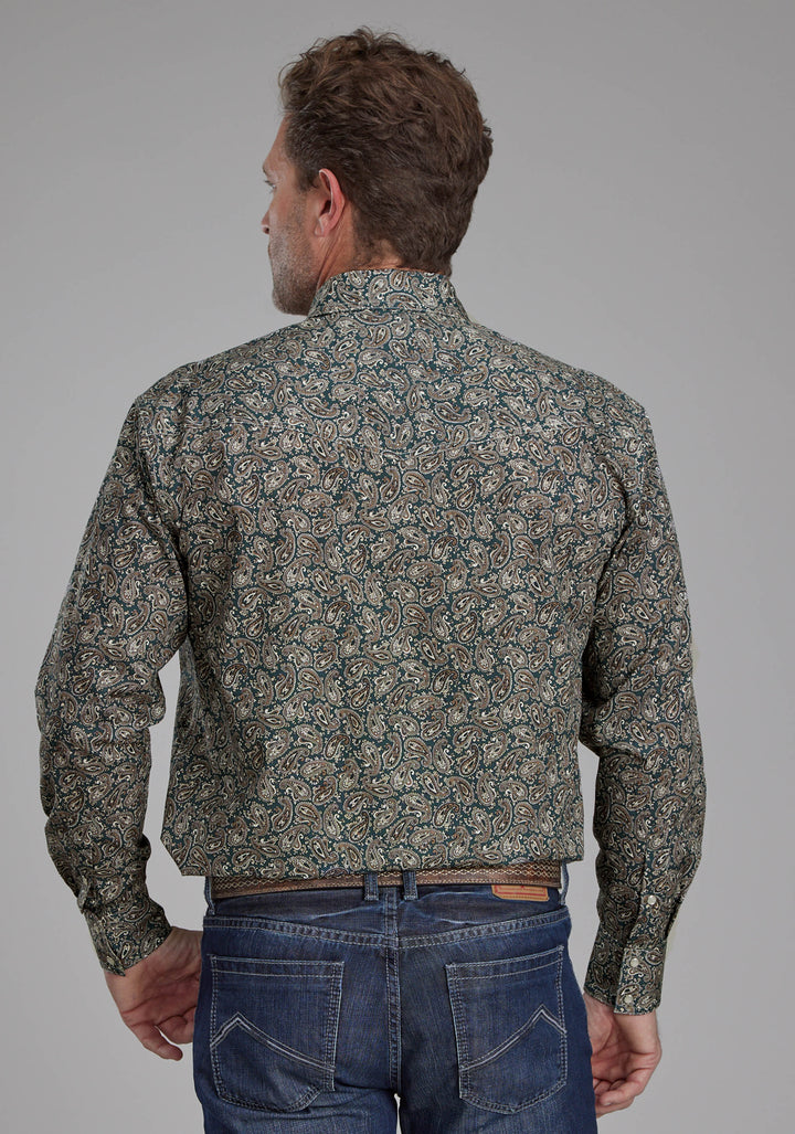 MENS OAK PAISLEY LONG SLEEVE SNAP WESTERN SHIRT