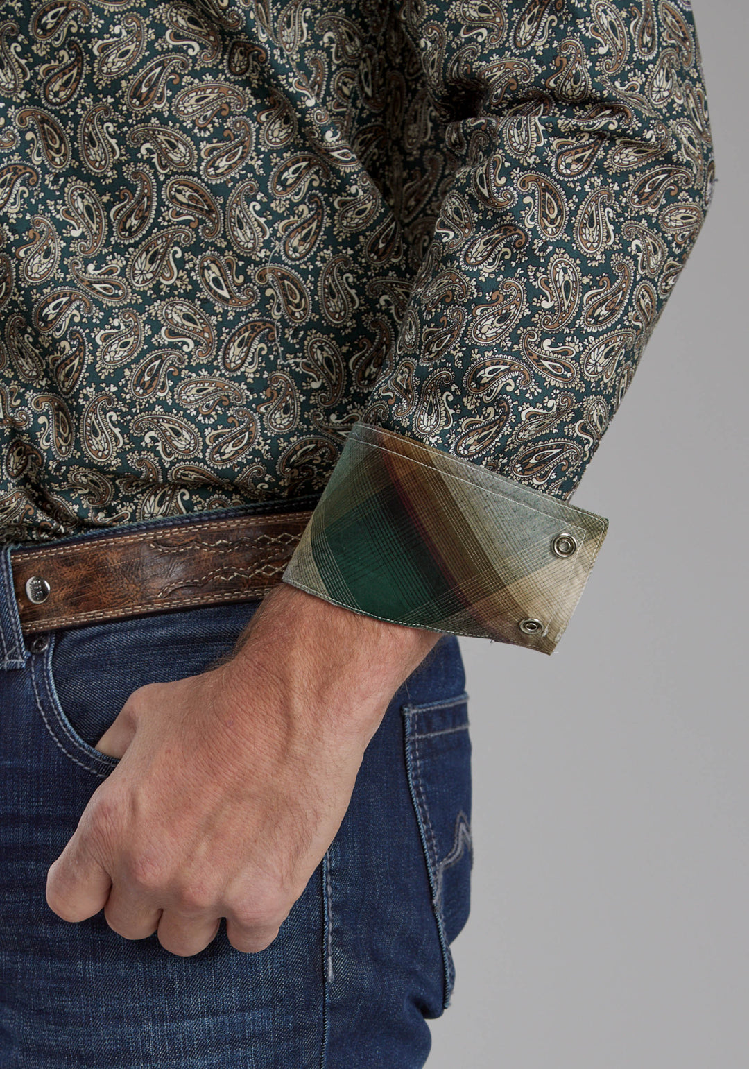 MENS OAK PAISLEY LONG SLEEVE SNAP WESTERN SHIRT