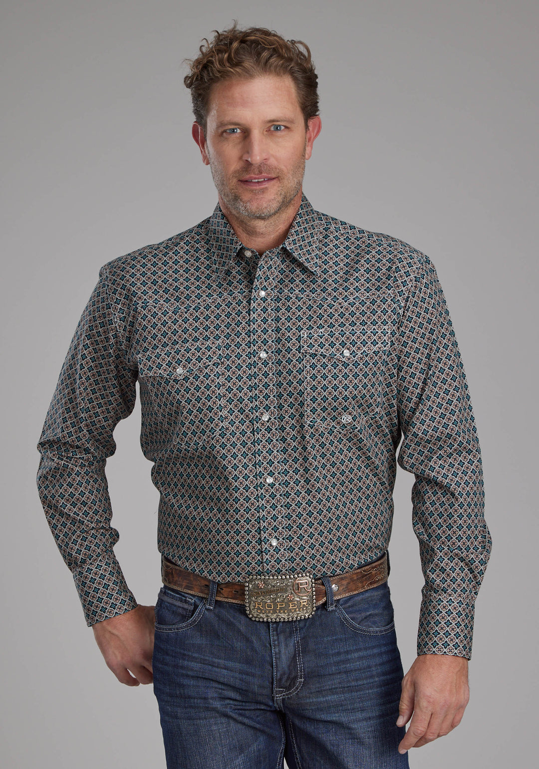 MENS ACORN FOULARD LONG SLEEVE SNAP WESTERN SHIRT