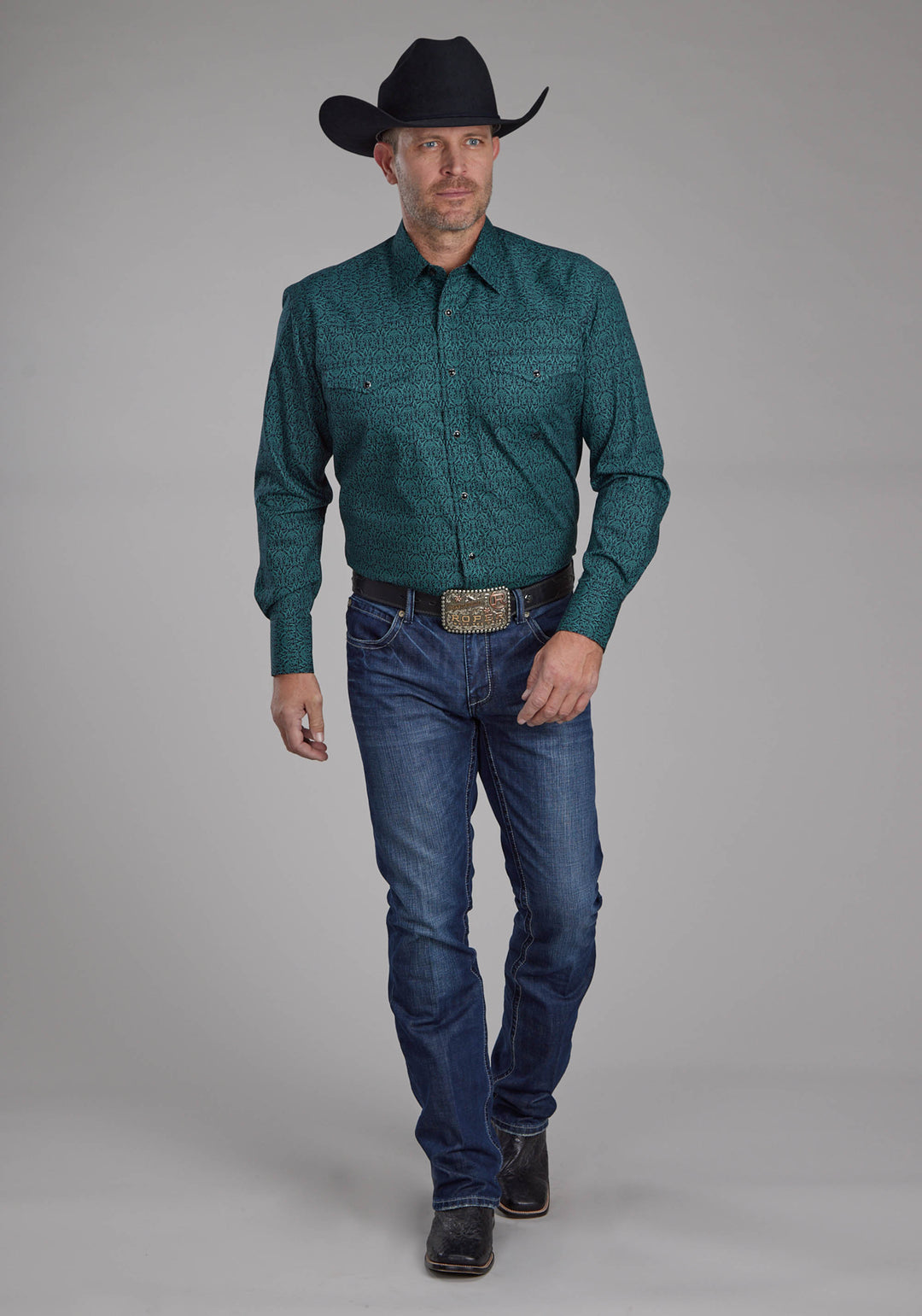 MENS VINTAGE PAISLEY LONG SLEEVE SNAP WESTERN SHIRT