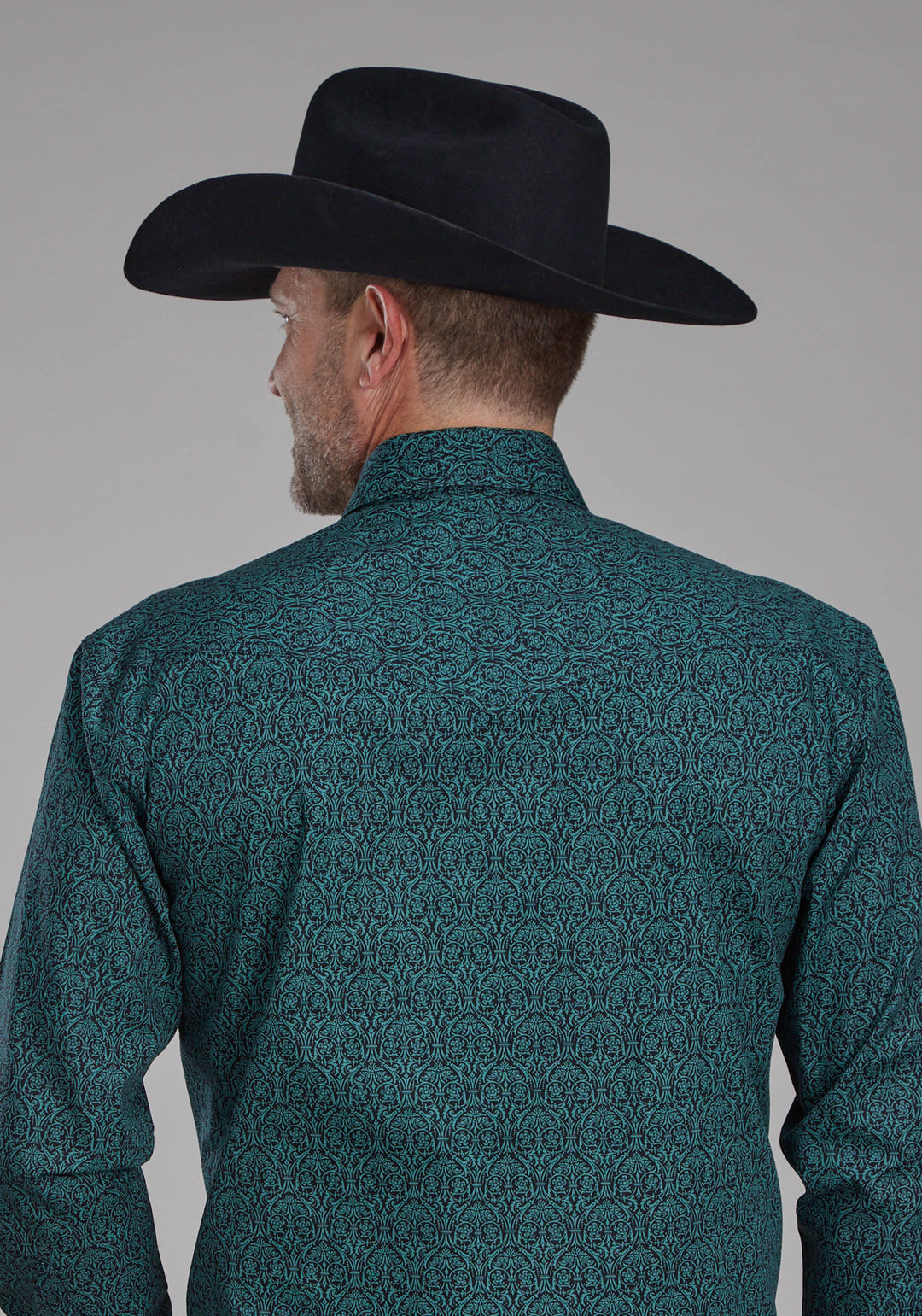 MENS VINTAGE PAISLEY LONG SLEEVE SNAP WESTERN SHIRT