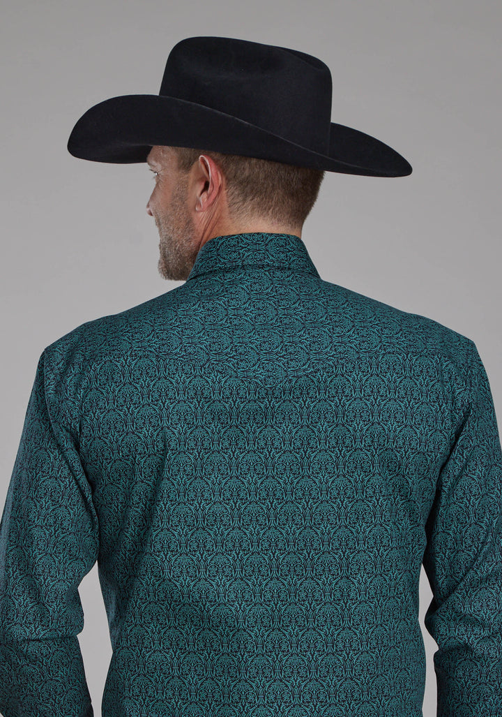 MENS VINTAGE PAISLEY LONG SLEEVE SNAP WESTERN SHIRT