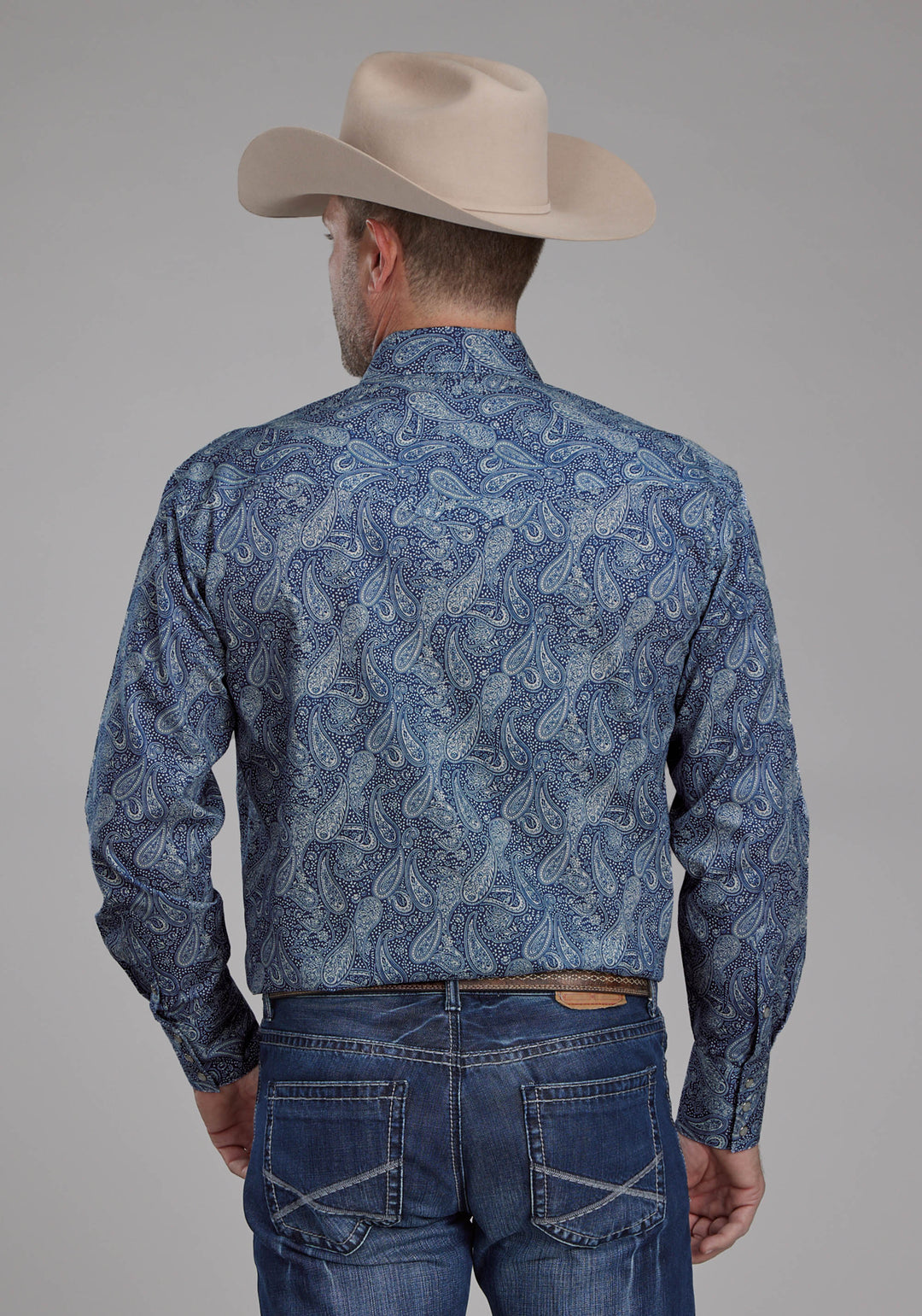 MENS RIVER PAISLEY LONG SLEEVE SNAP WESTERN SHIRT
