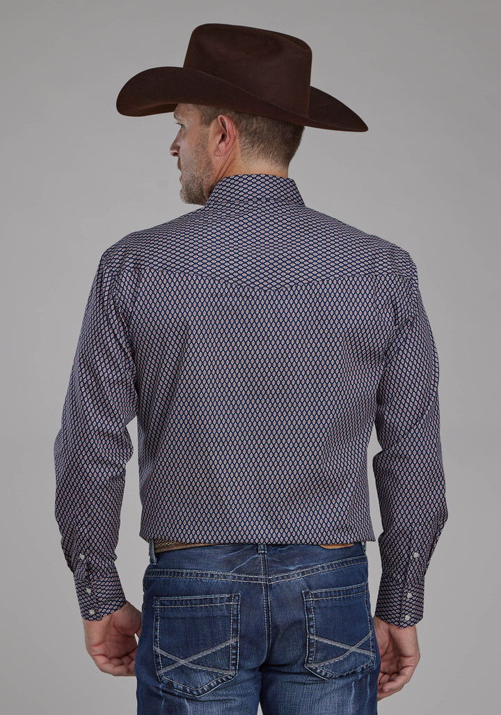 MENS DIAMOND EYE GEO LONG SLEEVE SNAP WESTERN SHIRT