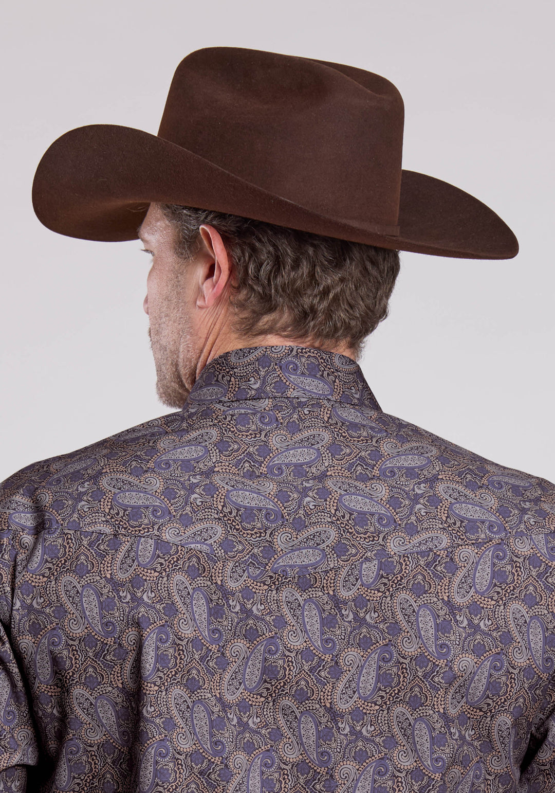 MENS LONG SLEEVE SNAP PURPLE HAZE PAISLEY WESTERN SHIRT
