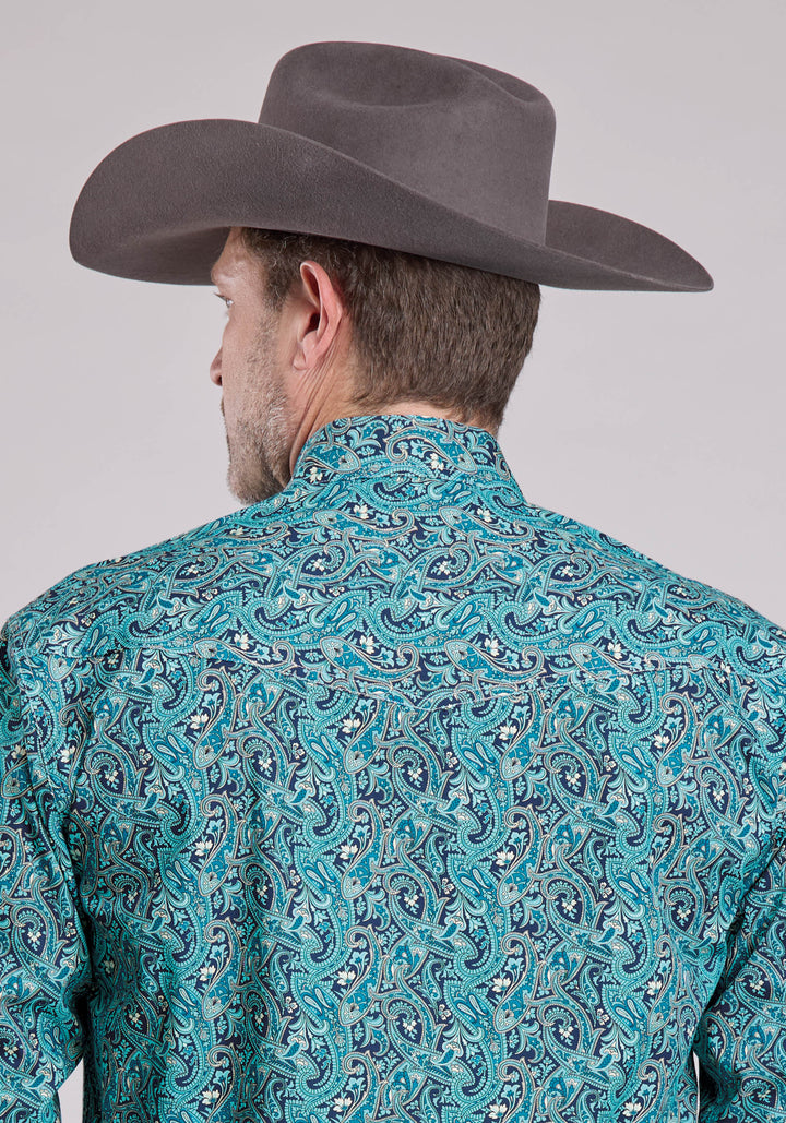 MENS LONG SLEEVE SNAP RIVER PAISLEY WESTERN SHIRT