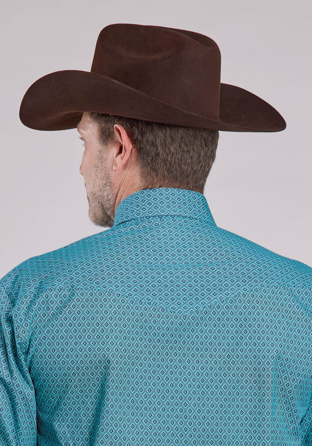 MENS LONG SLEEVE SNAP AZTEC DIAMOND GEO WESTERN SHIRT