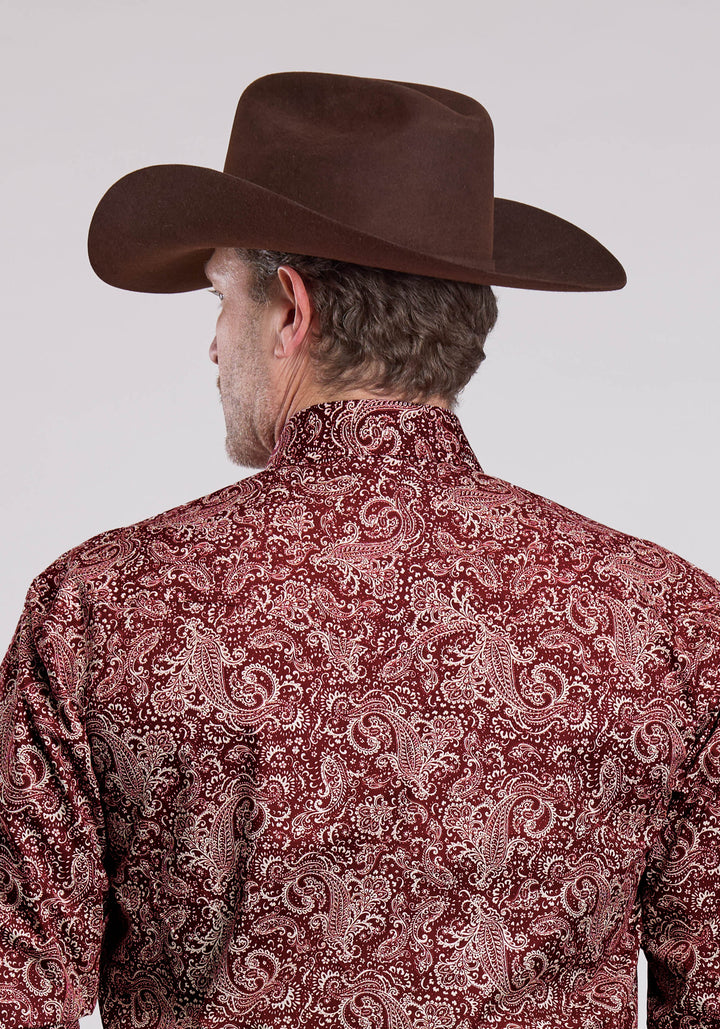 MENS LONG SLEEVE SNAP PLUME PAISLEY WESTERN SHIRT