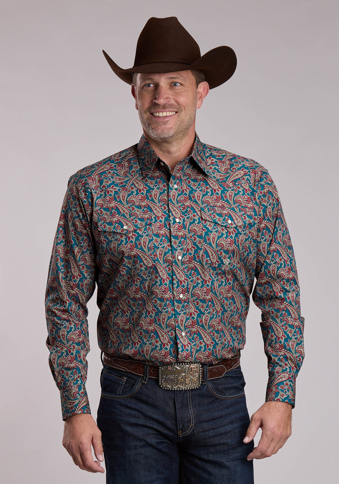 MENS ROPER HICKORY PAISLEY WESTERN SNAP SHIRT
