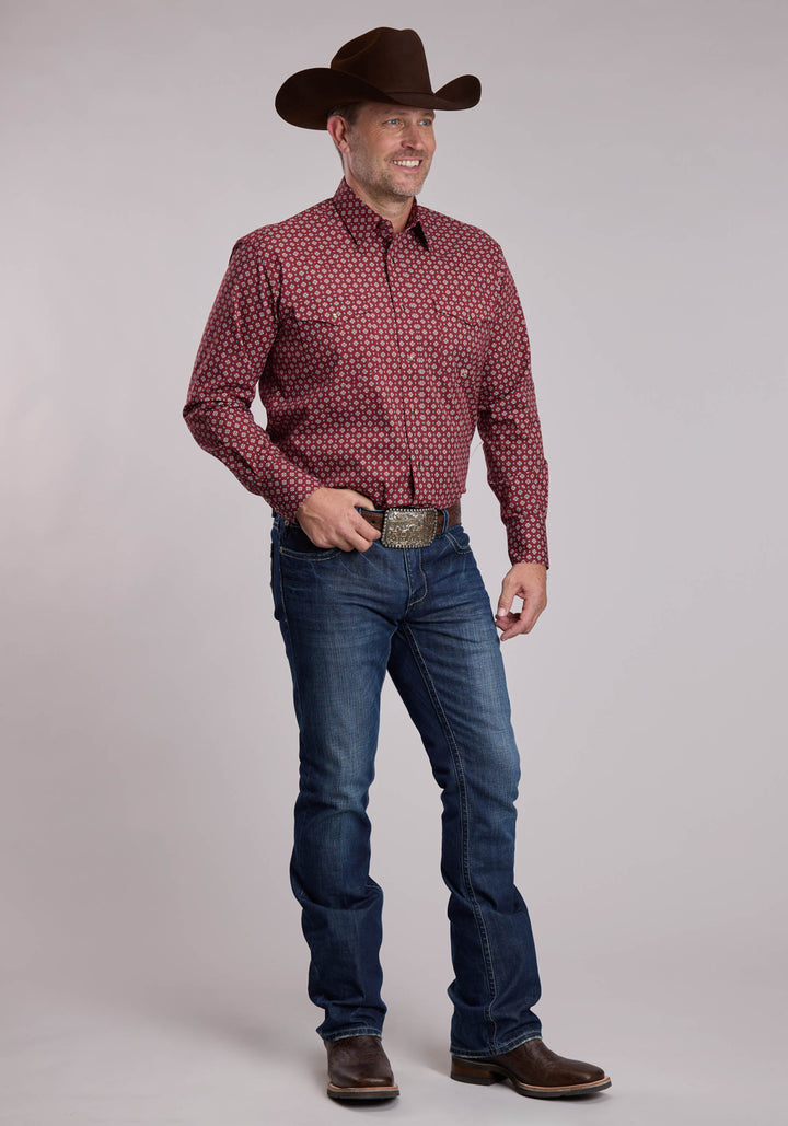 MENS ROPER RED MAPLE FOULARD WESTERN SNAP SHIRT