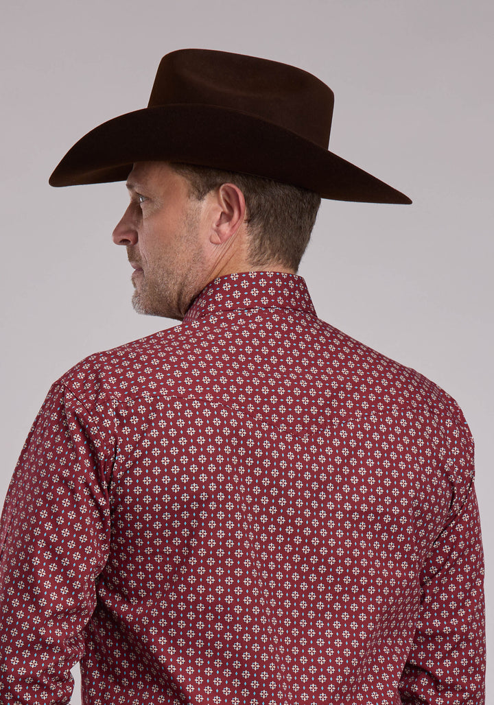 MENS ROPER RED MAPLE FOULARD WESTERN SNAP SHIRT