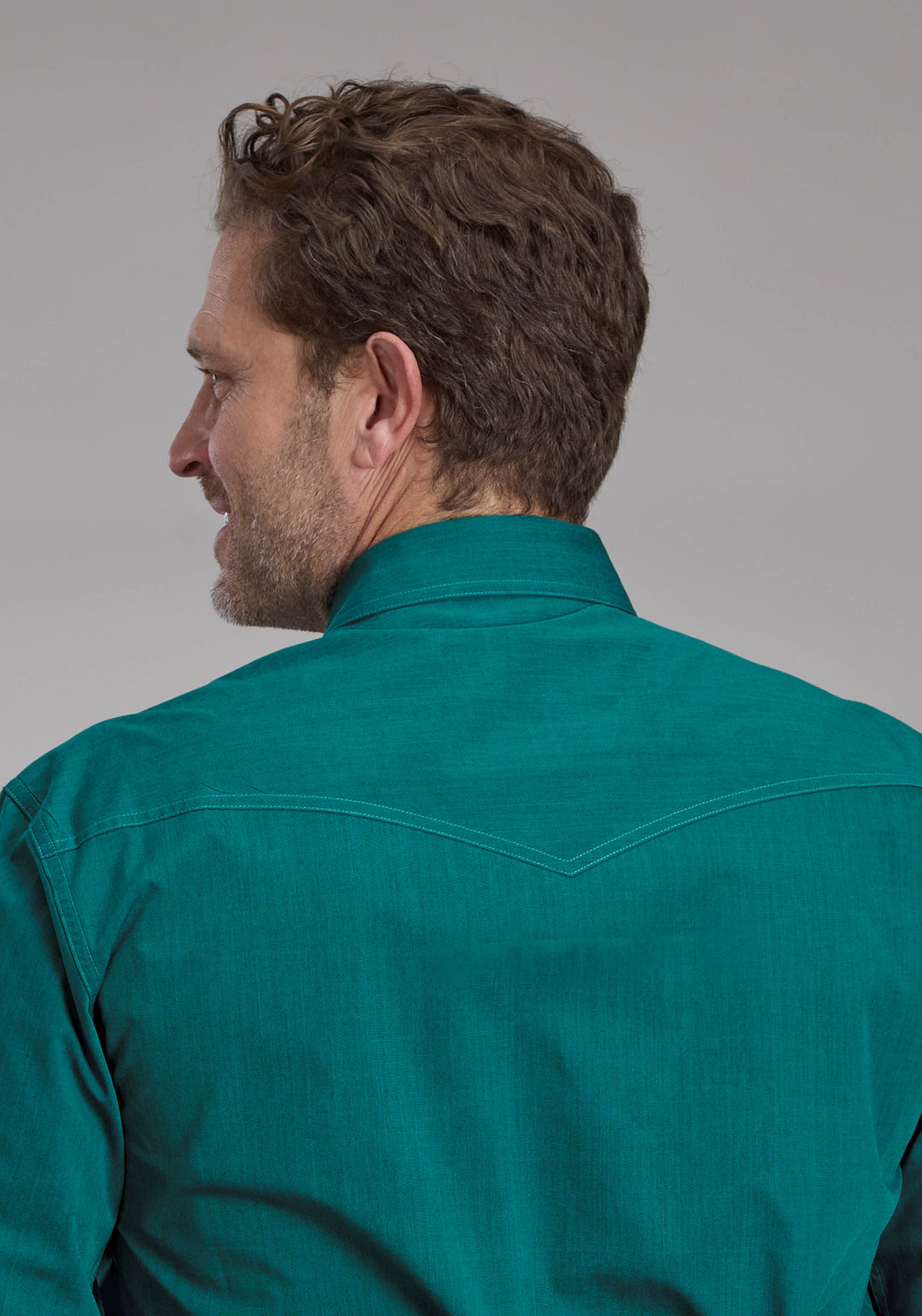 MENS BLACK FILL SOLID POPLIN - TEAL LONG SLEEVE SNAP WESTERN SHIRT