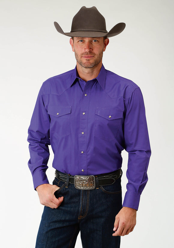 MENS PURPLE SOLID LONG SLEEVE WESTERN SNAP SHIRT – Roper Apparel & Footwear