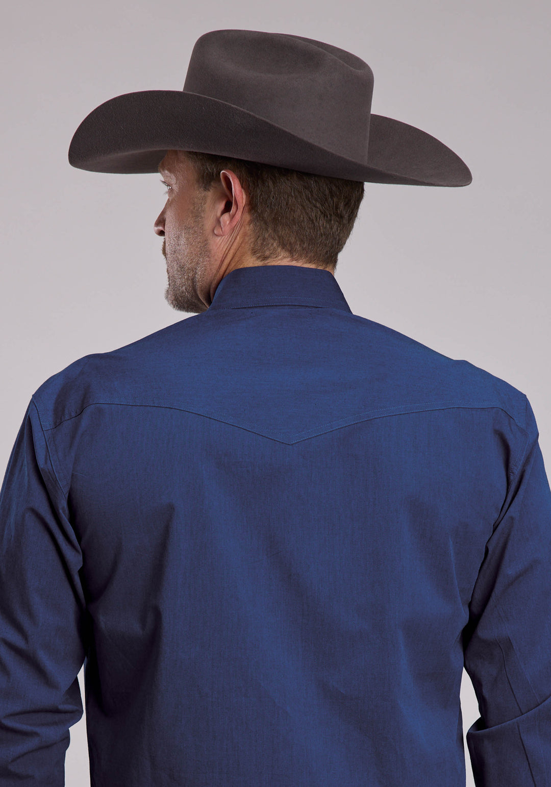 MENS ROPER SOLID BLACK FILL AND BLUE WESTERN SNAP SHIRT
