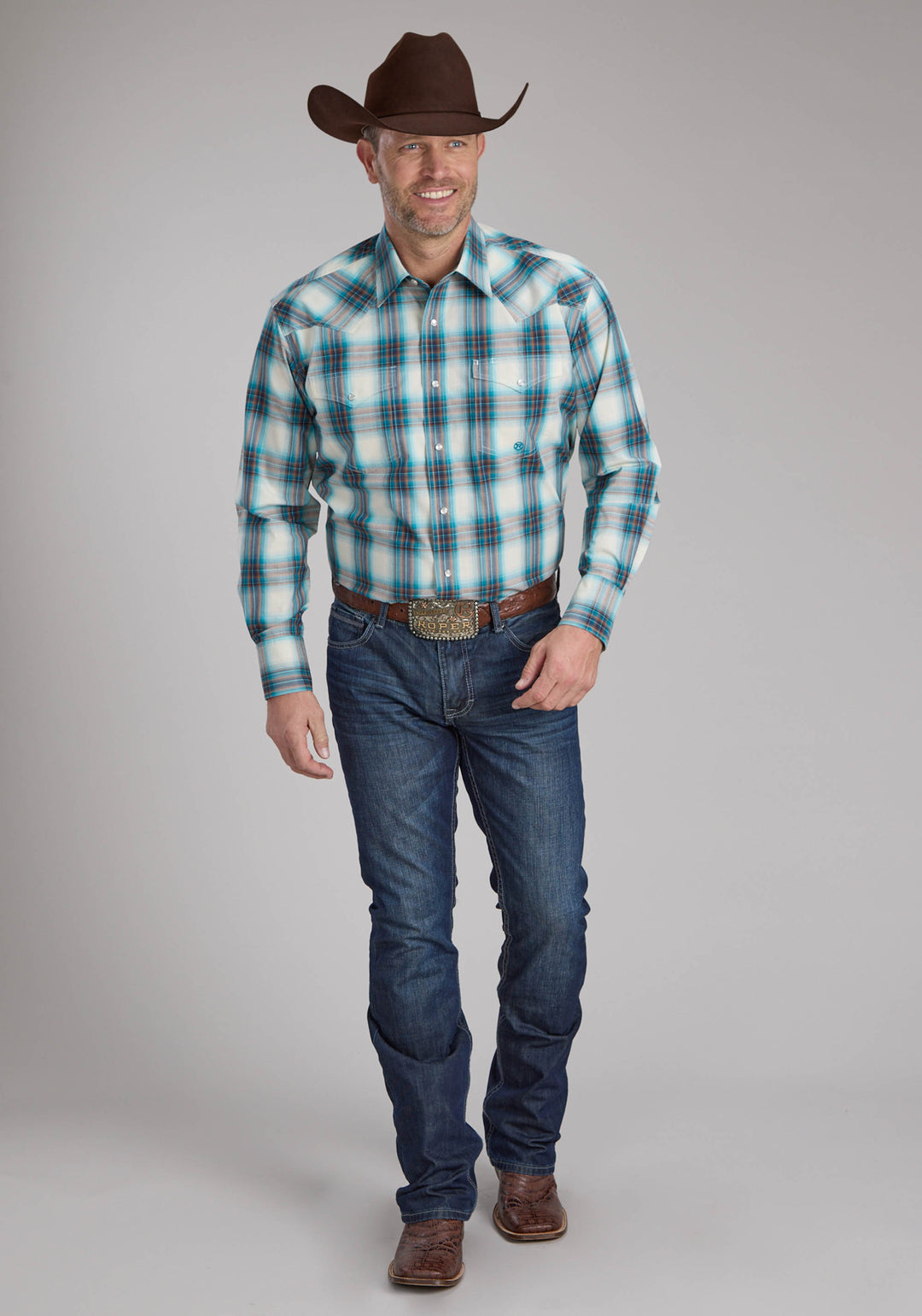 MENS TAOS OMBRE PLAID LONG SLEEVE SNAP WESTERN SHIRT