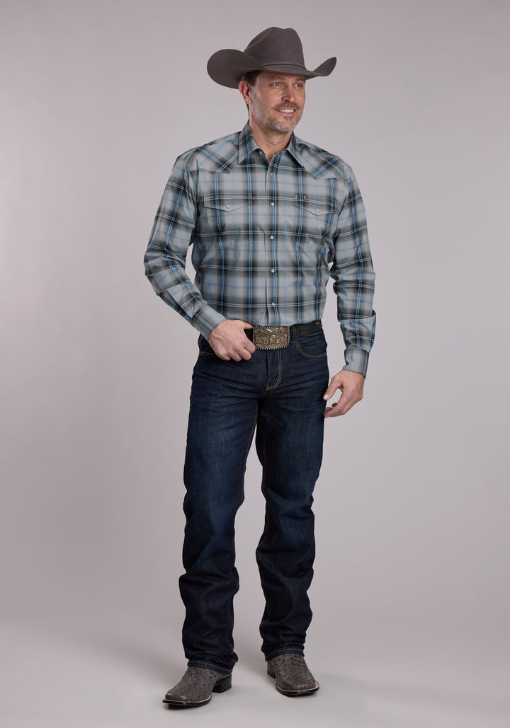 MENS ROPER STERLING RANCH PLAID WESTERN SNAP SHIRT