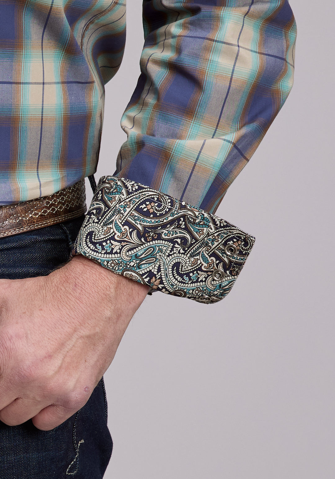 MENS ROPER CEDAR RIDGE PLAID WESTERN SNAP SHIRT