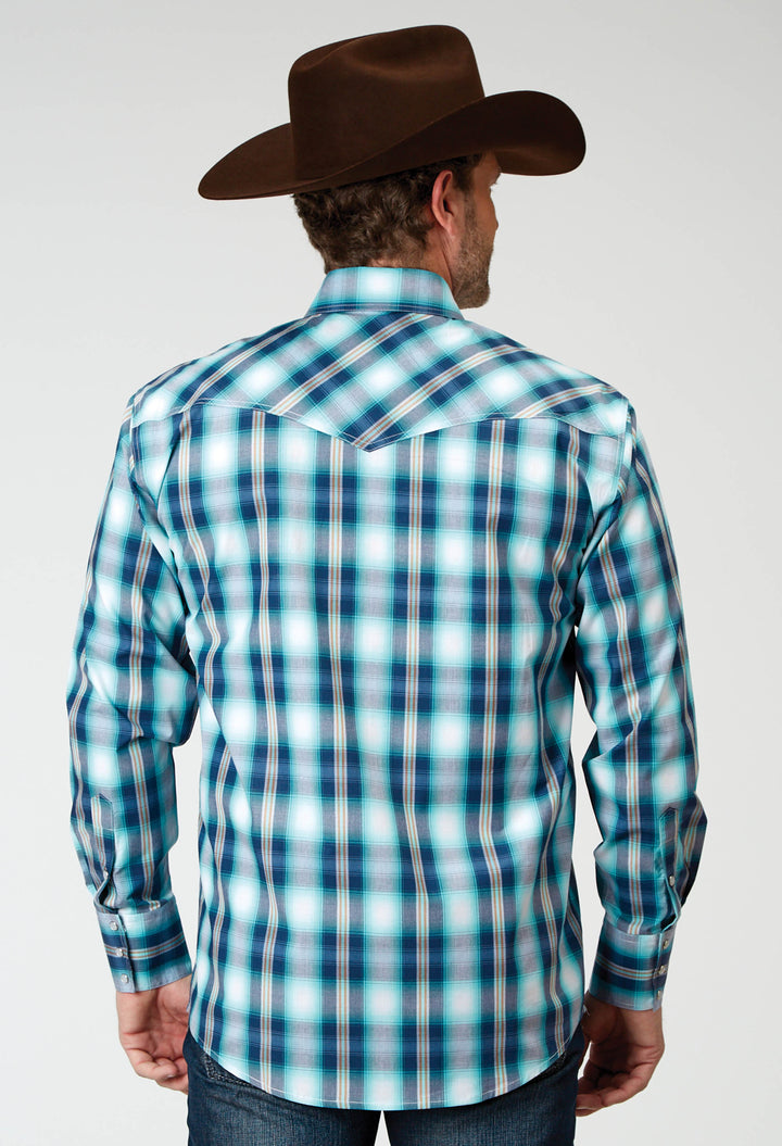 MENS LONG SLEEVE SNAP COOL BREEZE PLAID WESTERN SHIRT