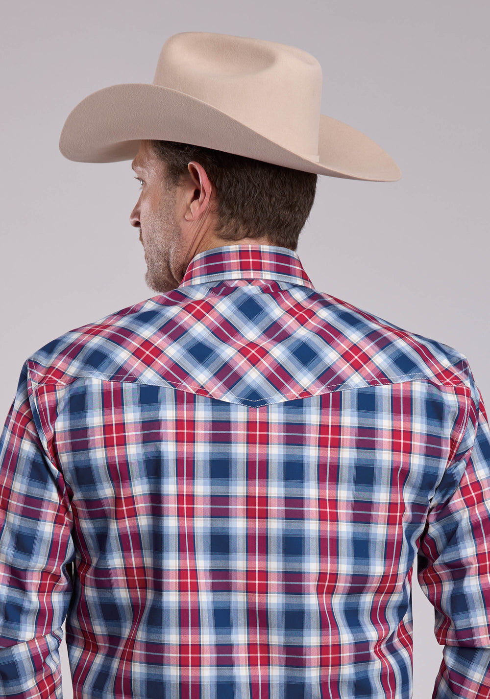 MENS ROPER AMERICAN WEST PLAID LONG SLEEVE SNAP SHIRT