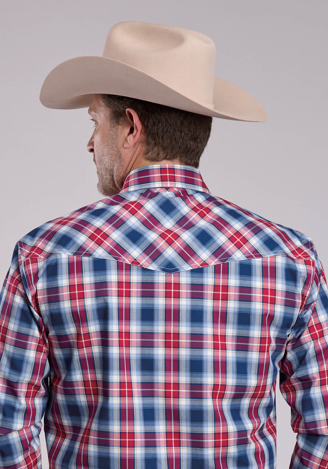 MENS ROPER AMERICAN WEST PLAID LONG SLEEVE SNAP SHIRT