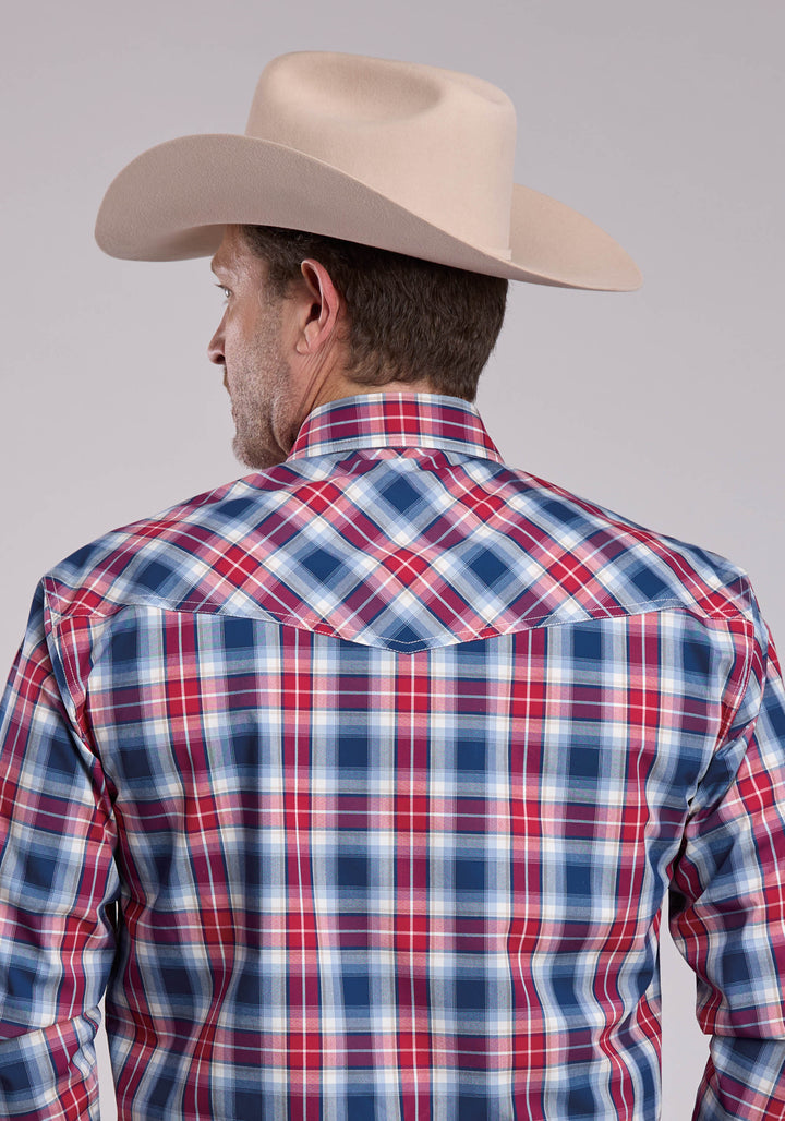 MENS ROPER AMERICAN WEST PLAID LONG SLEEVE SNAP SHIRT