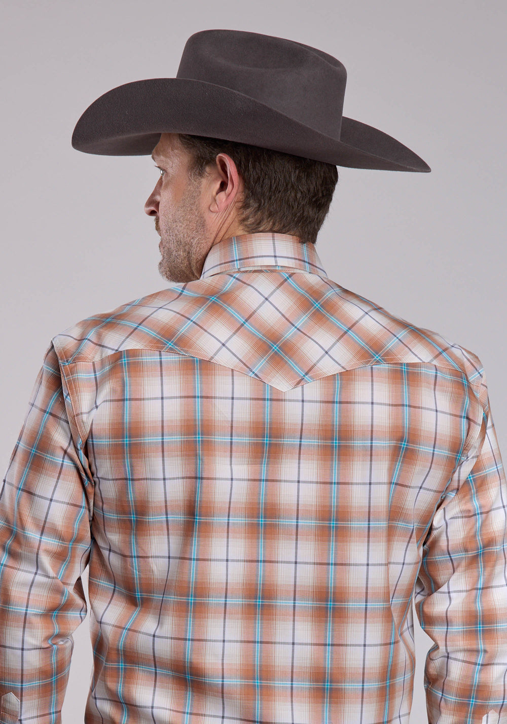 MENS ROPER SALTILLO PLAID LONG SLEEVE SNAP SHIRT
