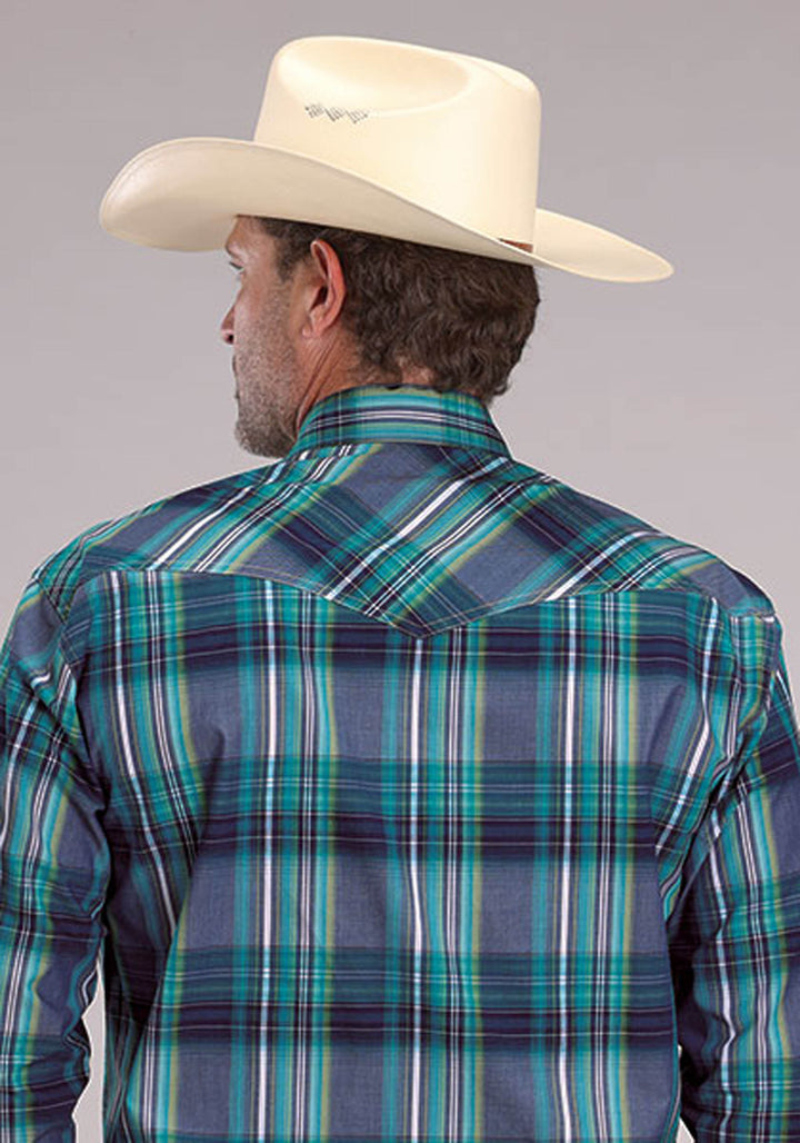 MENS MEADOW PLAID LONG SLEEVE SNAP WESTERN SHIRT