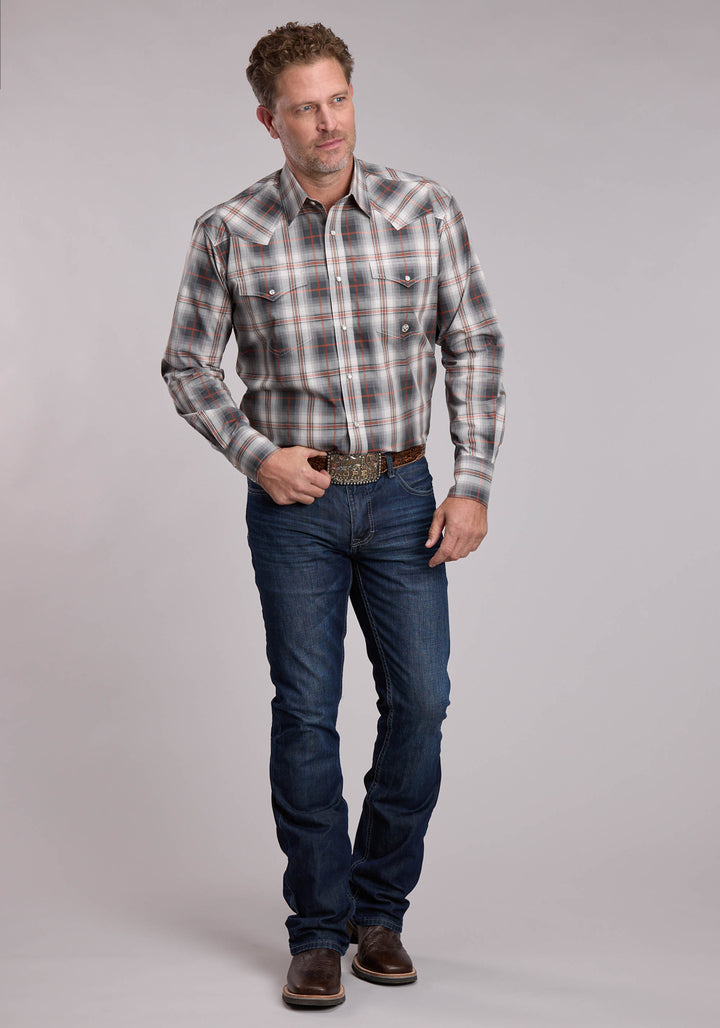 MENS ROPER SMOKEY PLAID WESTERN SNAP SHIRT