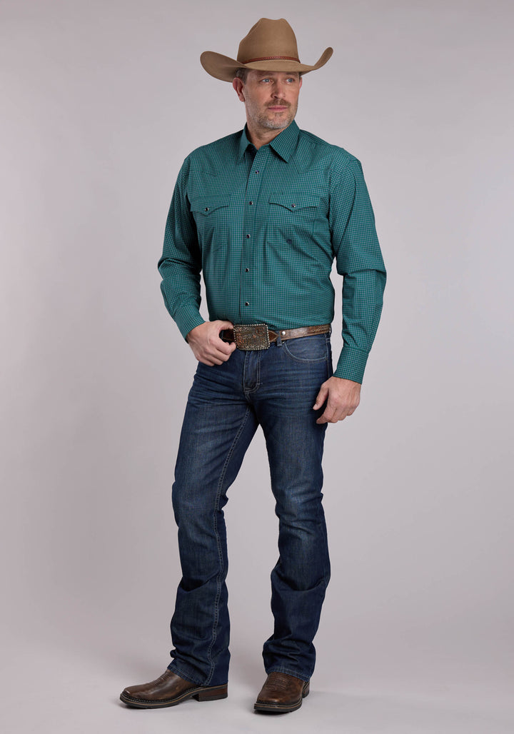 MENS ROPER STRETCH CHECK WESTERN SNAP SHIRT