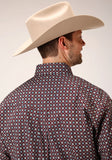 MENS LONG SLEEVE BUTTON RED CURRANT FOULARD WESTERN SHIRT