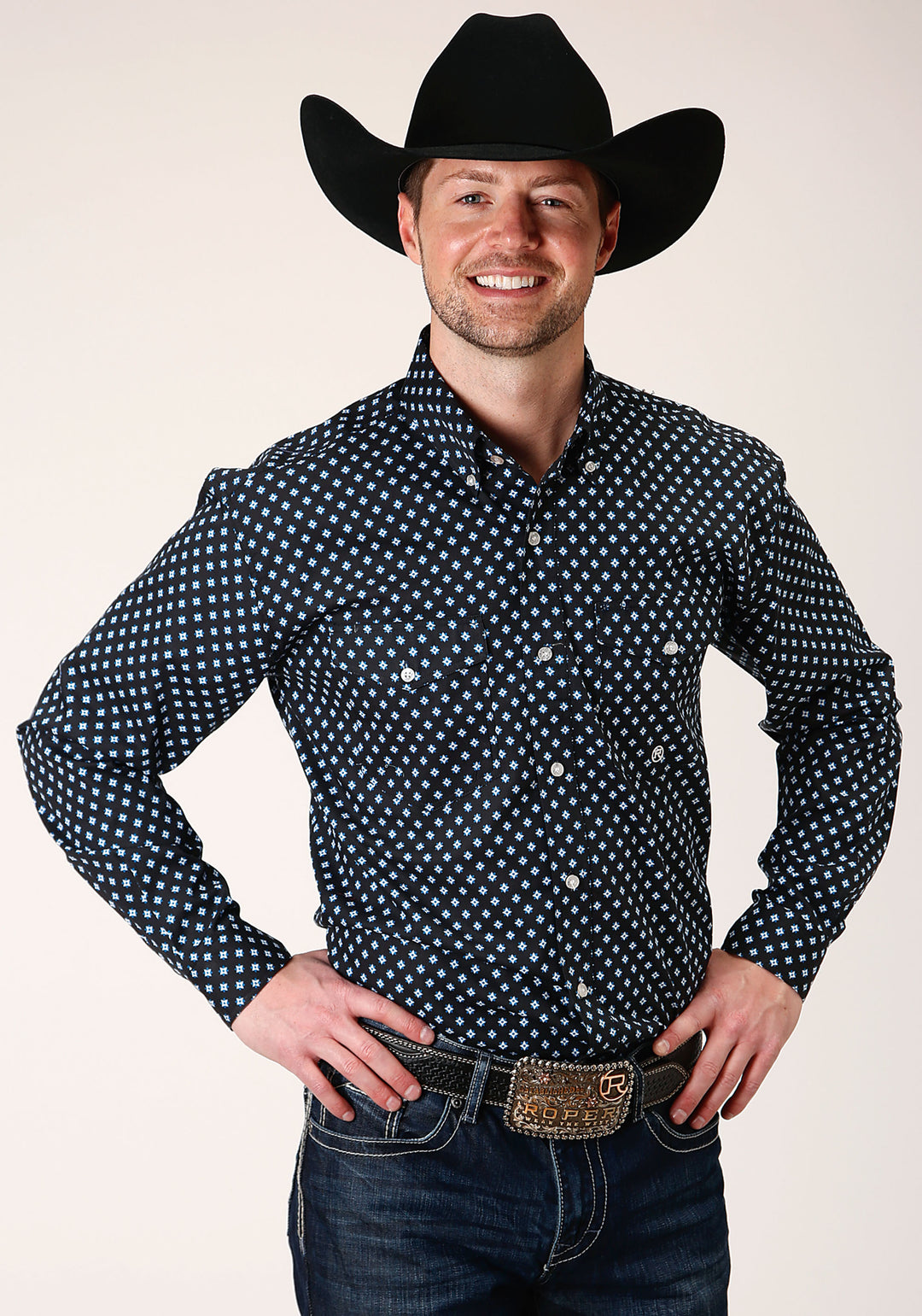 MENS LONG SLEEVE BUTTON NEW STAR FOULARD WESTERN SHIRT