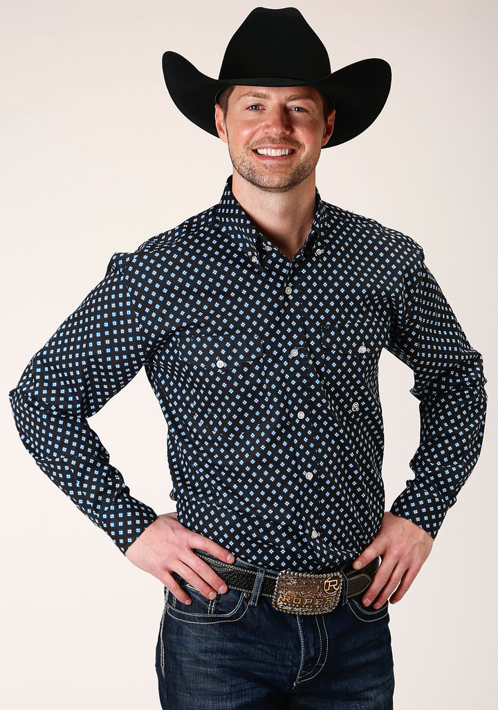 MENS LONG SLEEVE BUTTON NEW STAR FOULARD WESTERN SHIRT