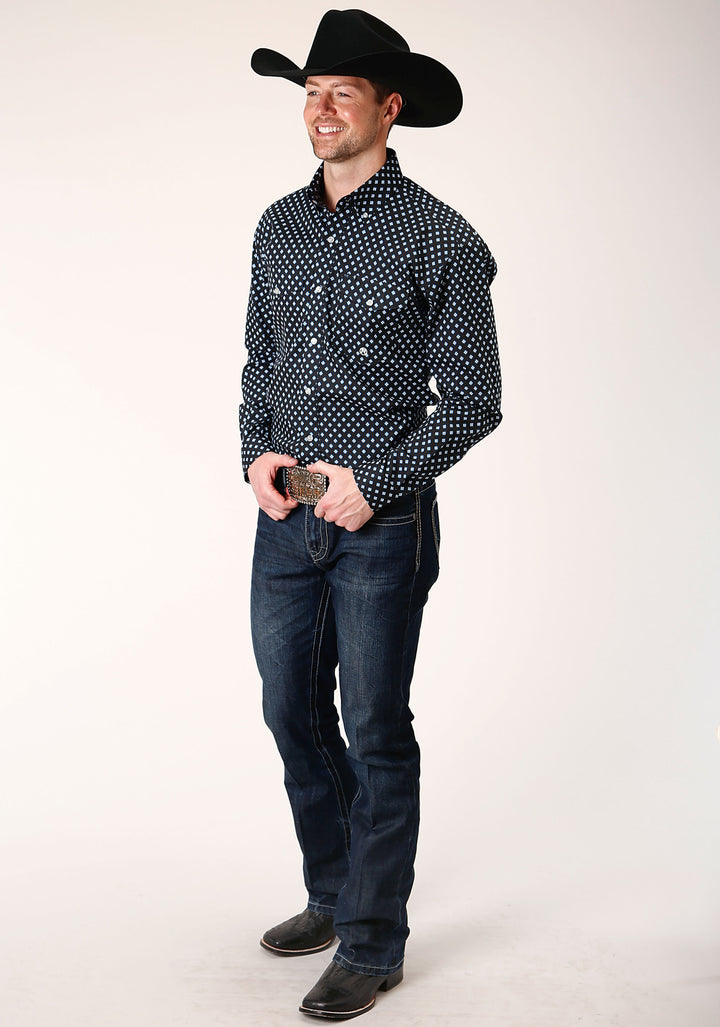 MENS LONG SLEEVE BUTTON NEW STAR FOULARD WESTERN SHIRT