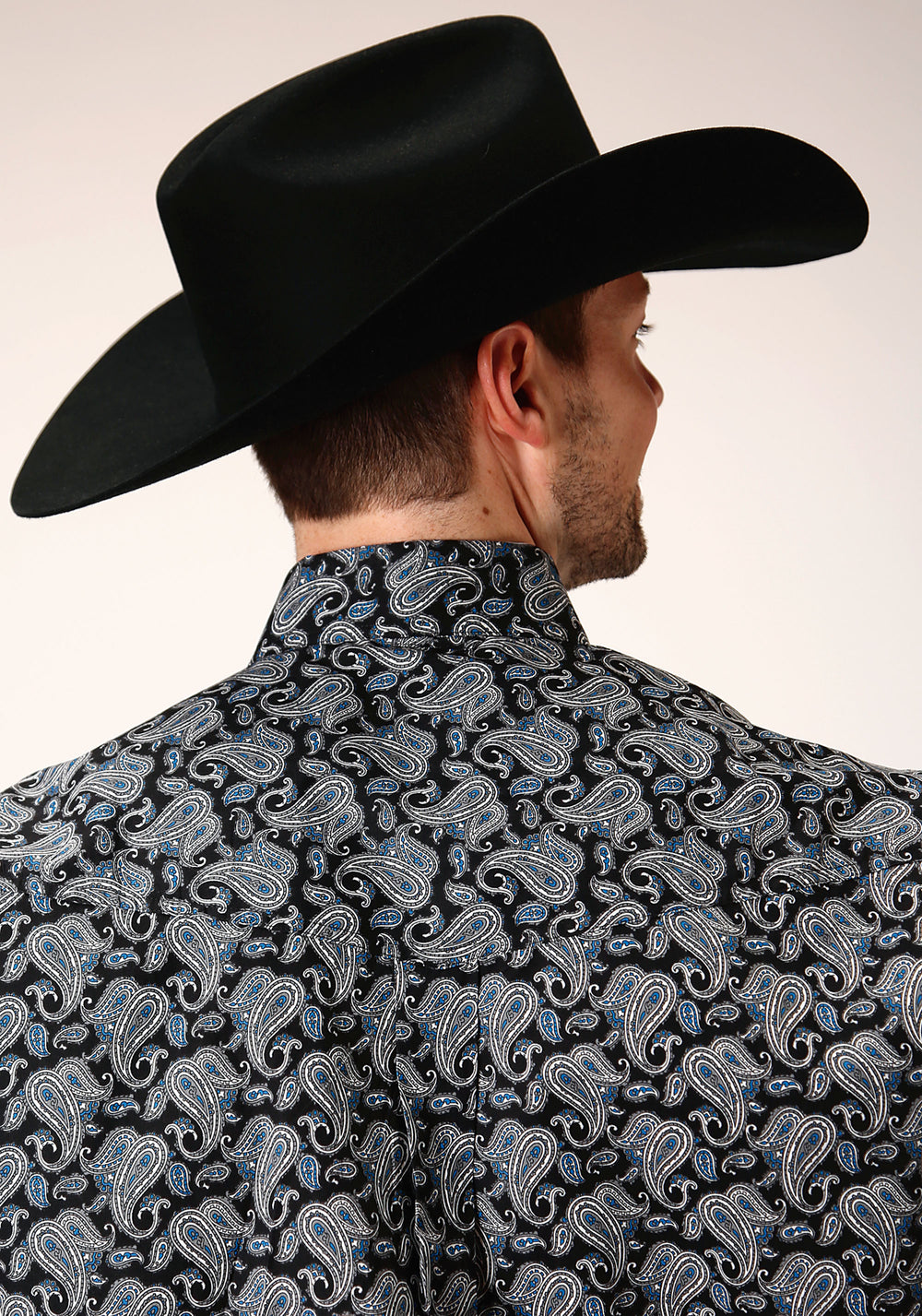 MENS LONG SLEEVE BUTTON STARRY NIGHT PAISLEY WESTERN SHIRT