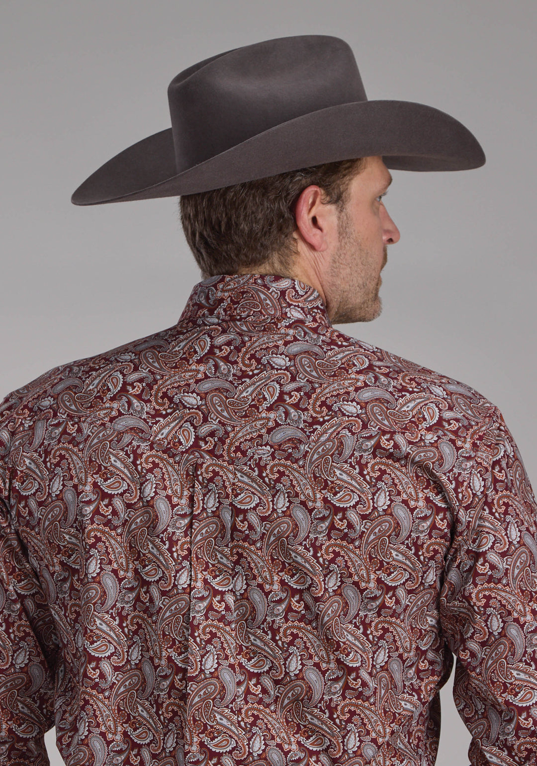 MENS SANGRIA PAISLEY LONG SLEEVE BUTTON WESTERN SHIRT
