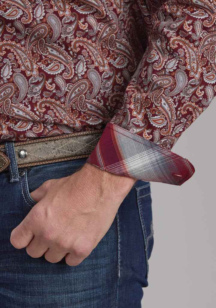 MENS SANGRIA PAISLEY LONG SLEEVE BUTTON WESTERN SHIRT