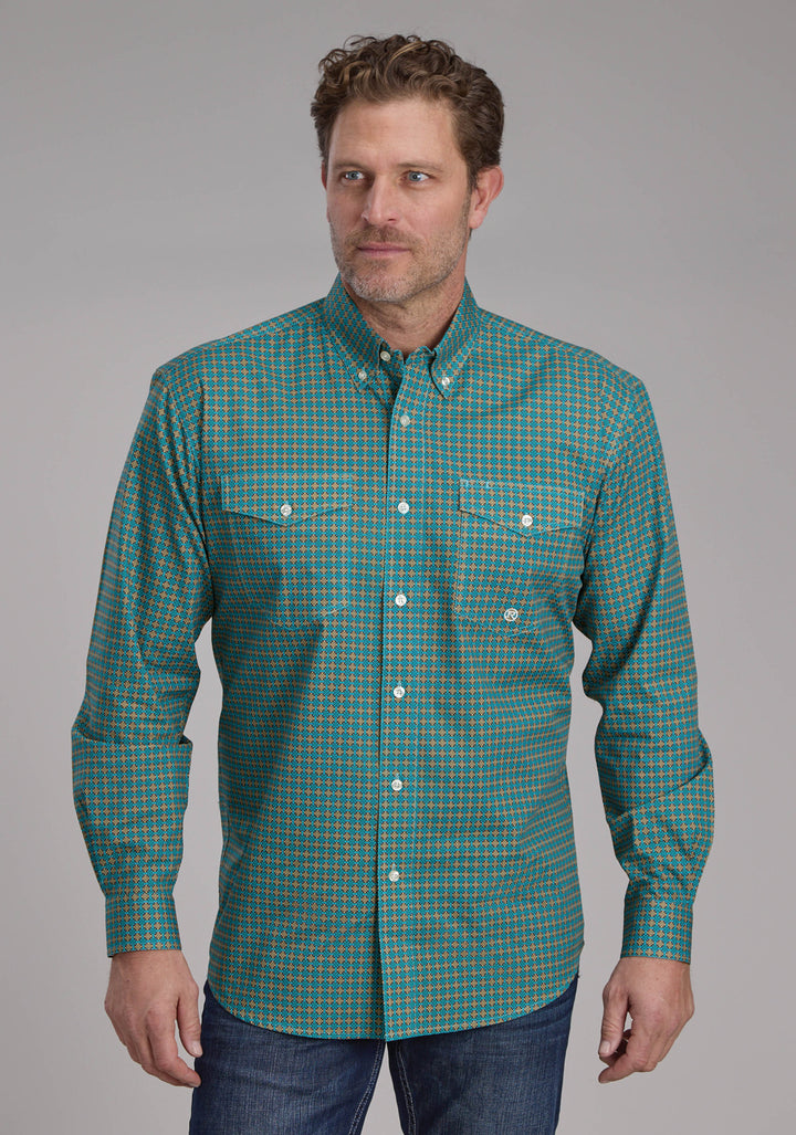 MENS CASTILE FOULARD LONG SLEEVE BUTTON WESTERN SHIRT