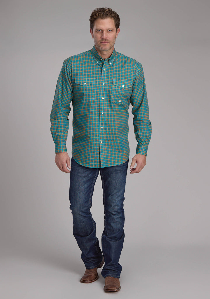 MENS CASTILE FOULARD LONG SLEEVE BUTTON WESTERN SHIRT